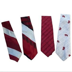 Bundle of 4 Silver Gray and Red 60s vintage Neck Ties